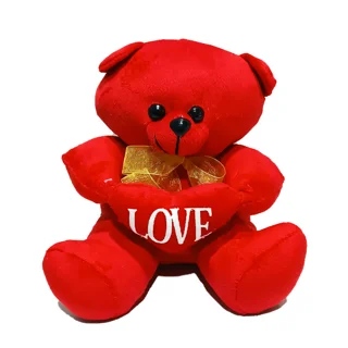 عروسک خرس نشسته قلبدار LOVE رنگی 30سانتی