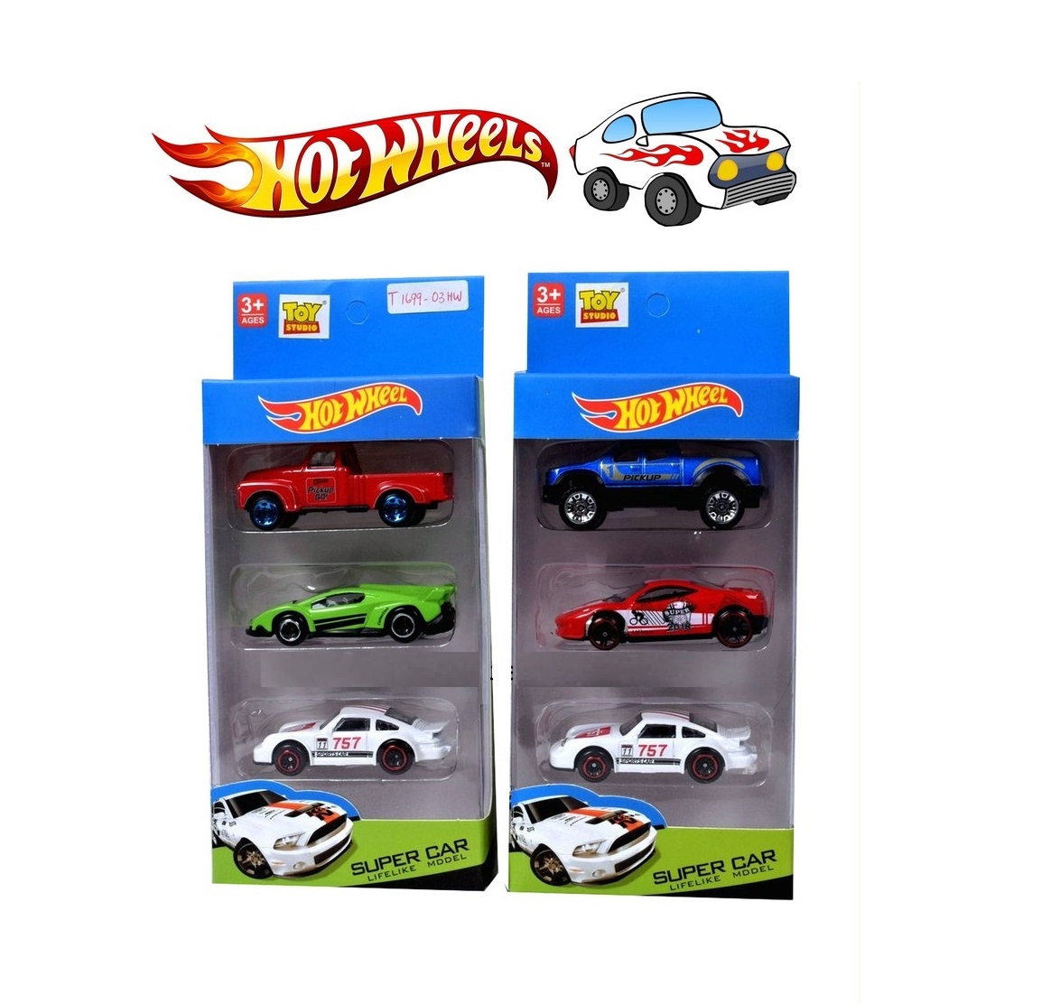 ست ماشین 3 عددی فلزی جعبه ای Hotwheel